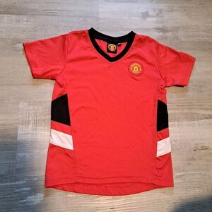 Official Manchester United Vintage Soccer Jersey Sewn On Patch Youth Size 4/5